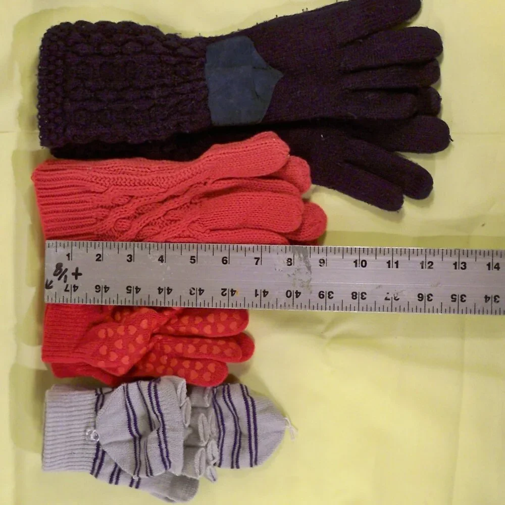 14 Pairs, Assorted Knit Gloves, Mittens *Sizes